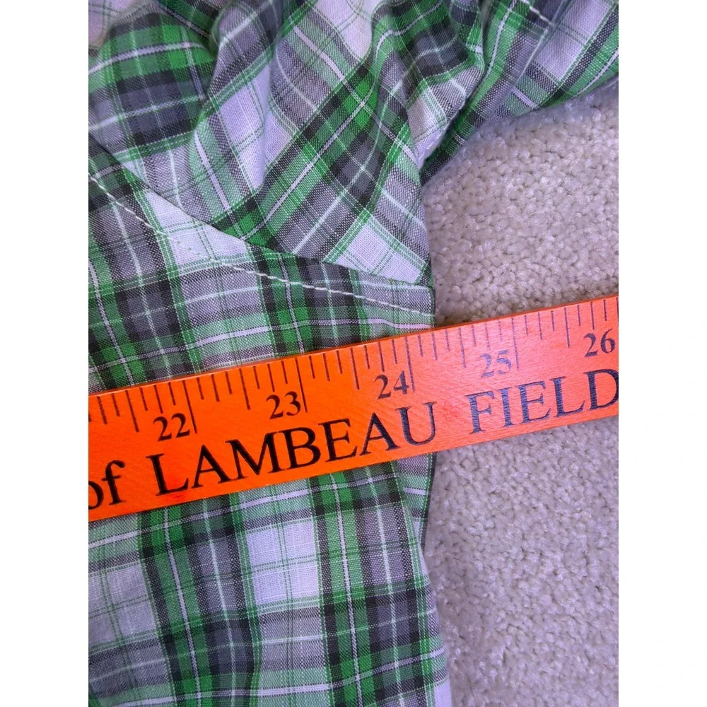 The North Face Button Down Shirt Mens Large Green Plaid Short Slv Hiking Pocket